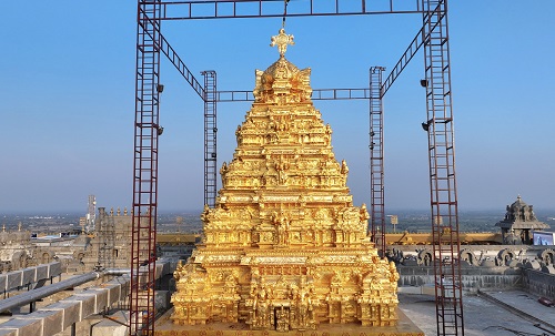 Mantra Gold Coatings Installs World’s Largest Gold-Plated Vimana Gopuram at Sri Lakshmi Narasimha Swamy Temple in Hyderabad