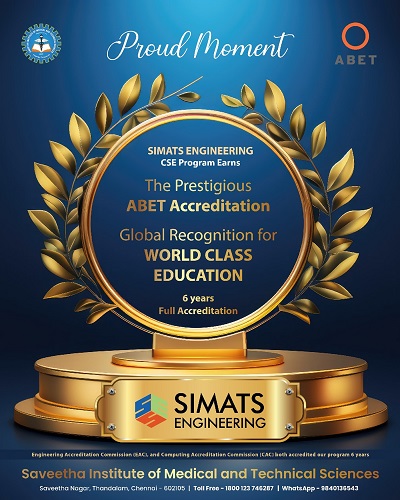 SIMATS Engineering’s CSE Program Earns Prestigious ABET Accreditation