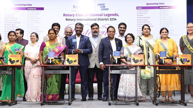 Rotary Club of Chennai Legends and Rotary District 3234 Donate 225 Sewing Machines to Women