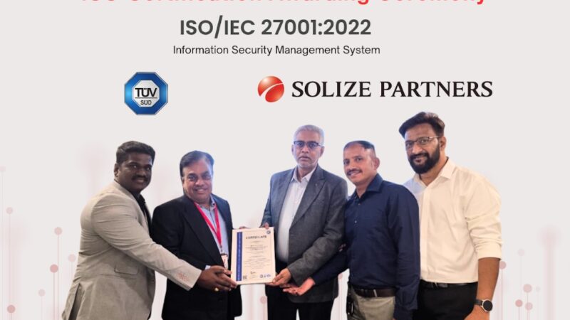 SOLIZE PARTNERS India Achieves ISO/IEC 27001:2022 Certification to Protect Engineering Data and Intellectual Property