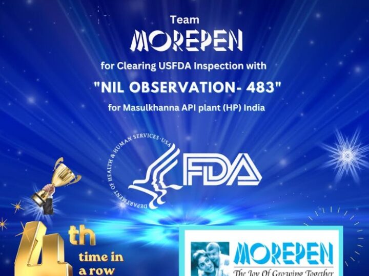 Morepen Labs' Facility Clears USFDA Inspection with NIL Adverse Observation for the Record Fourth Consecutive Time