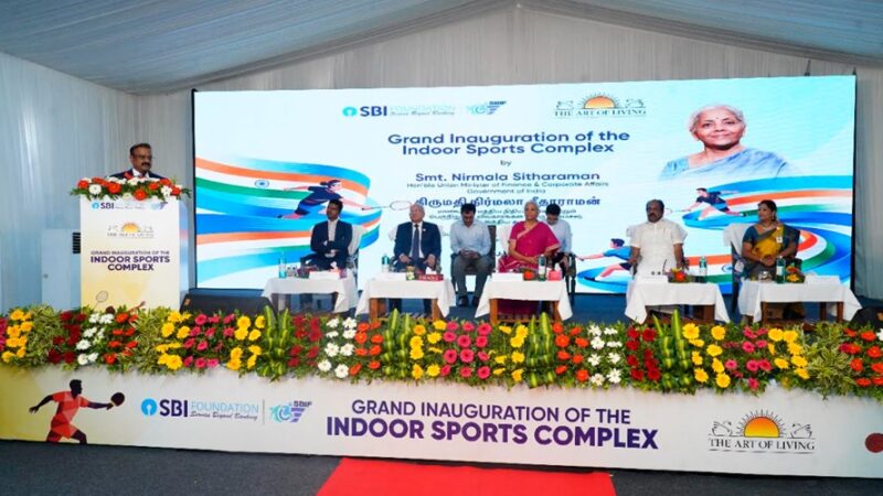 Union Minister of Finance and Corporate Affairs Inaugurates Indoor Sports Complex in Tiruchuli