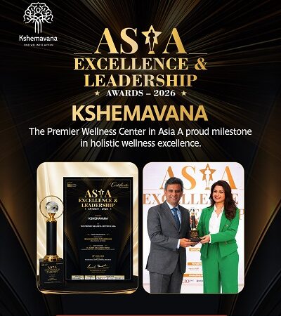 Kshemavana Naturopathy and Yoga Center Honoured with Asia Excellence & Leadership Award 2026 as "The Premier Wellness Center in Asia"