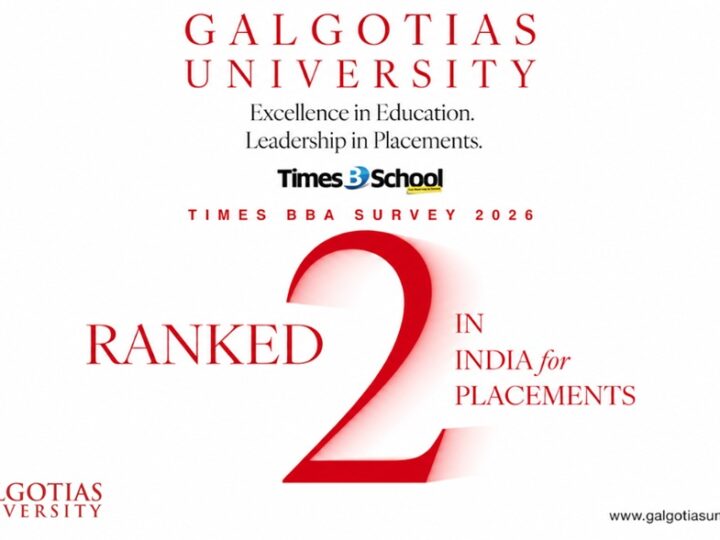 Galgotias University Surges in Times BBA Survey 2026, Rises to No. 2 in India for Placements
