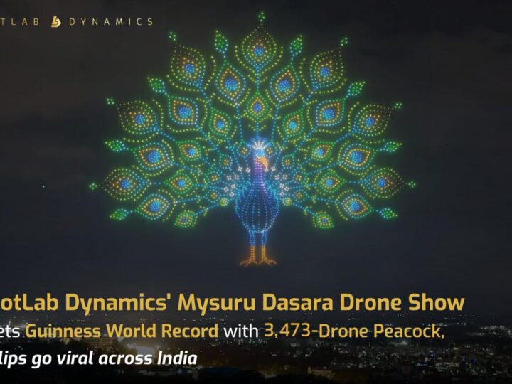 Mysuru Dasara Drone Shows by BotLab Dynamics Sets Guinness World Record with a Spectacular 3,473-Drone Peacock