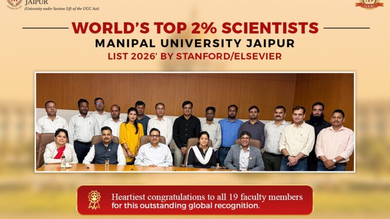 19 Manipal University Jaipur Researchers Feature in Stanford–Elsevier Top 2% Scientists List; Number of MUJ Researchers Doubles Compared to Previous Year